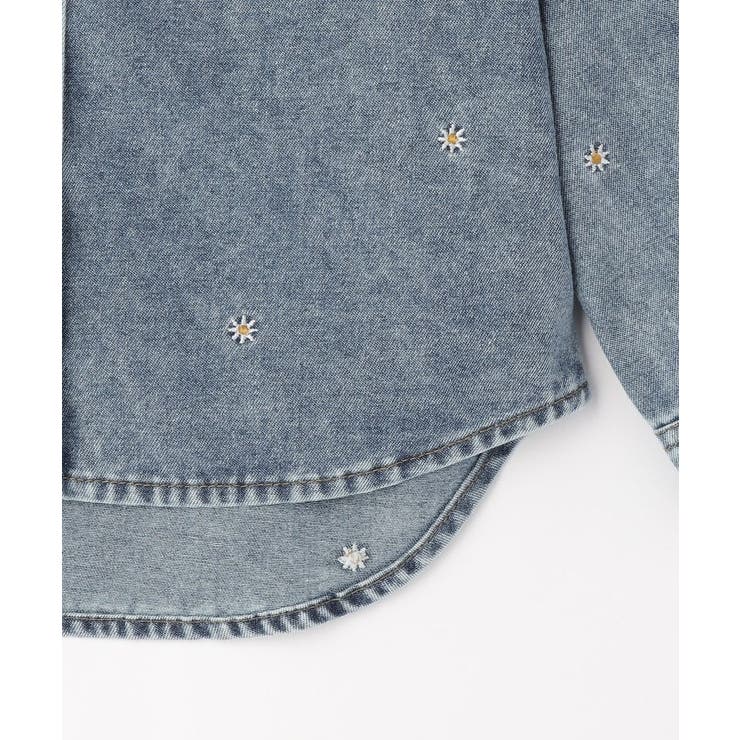 【100-150cm】フラワー刺繍デニムシャツ | SHOO・LA・RUE | 詳細画像5 