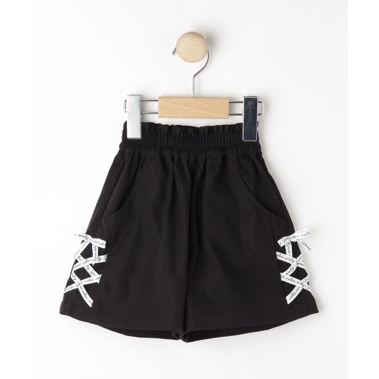 ブラック(019) | 【100-150cm】サイドレースアップショートパンツ | SHOO・LA・RUE