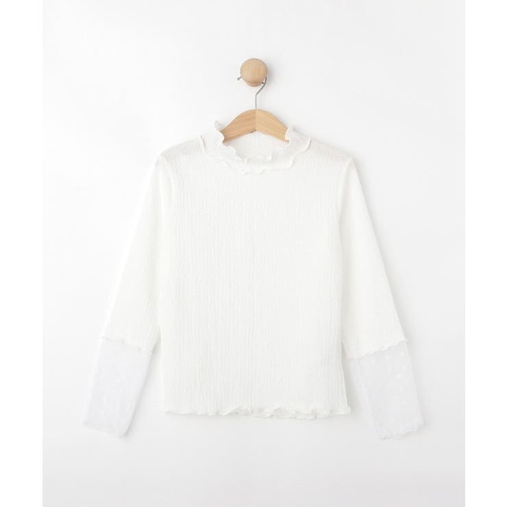 ホワイト(001) | 【100-150cm】袖チュールフリルネックインナー | SHOO・LA・RUE