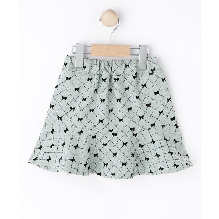 サックスブルー(390) | 【100-140cm】フロッキーリボンスカート | SHOO・LA・RUE