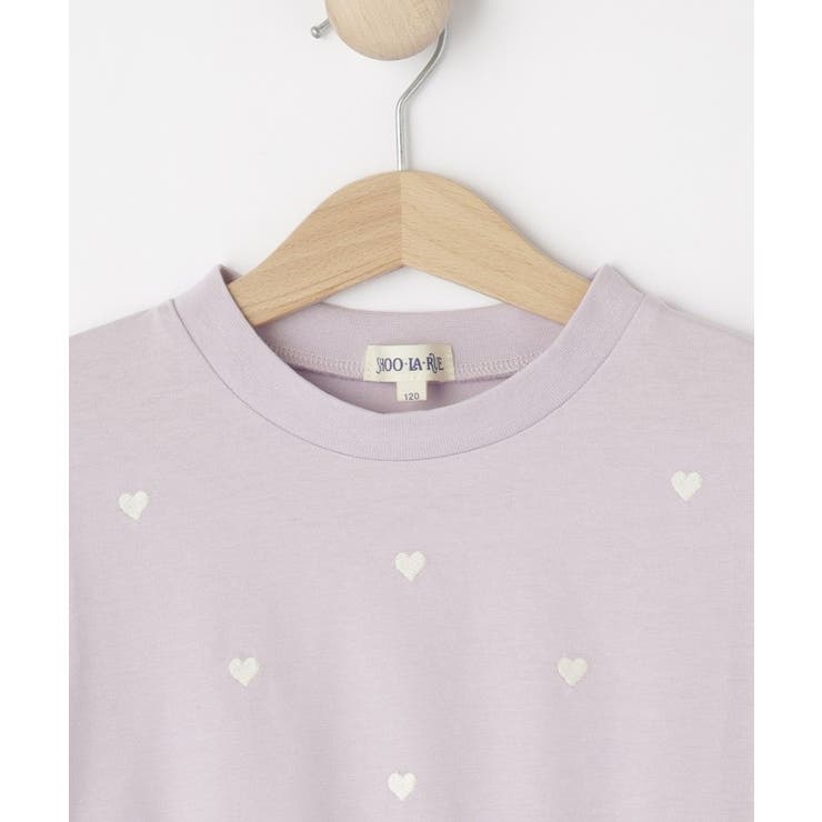 【100-150cm】裾フリルハート刺繍Tシャツ | SHOO・LA・RUE | 詳細画像3 