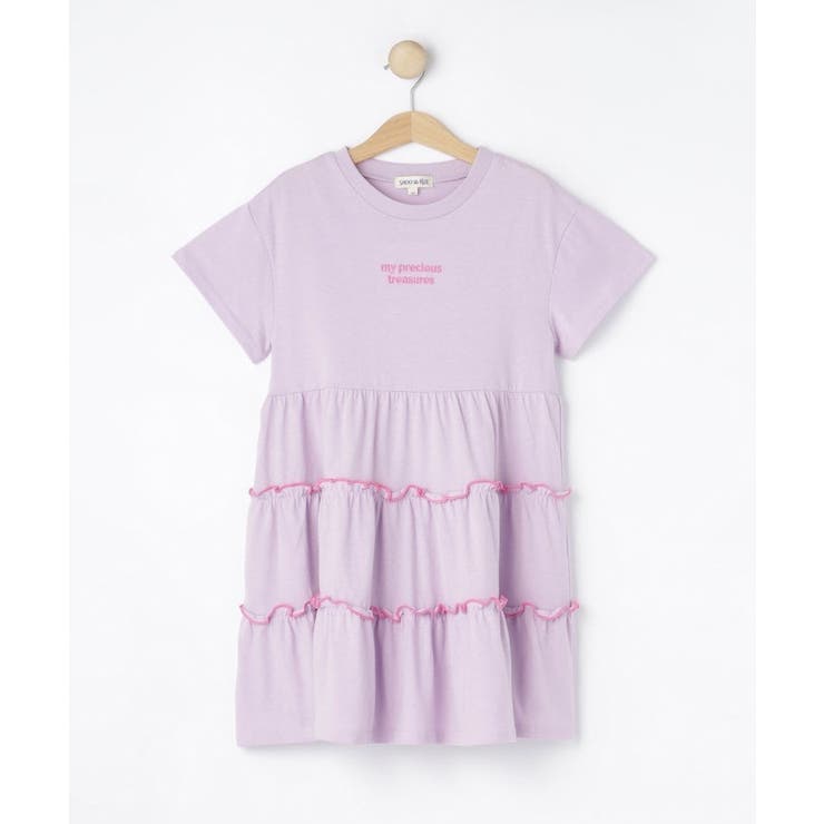 ラベンダー(080) | 【100-150cm】配色メローティアードワンピース | SHOO・LA・RUE