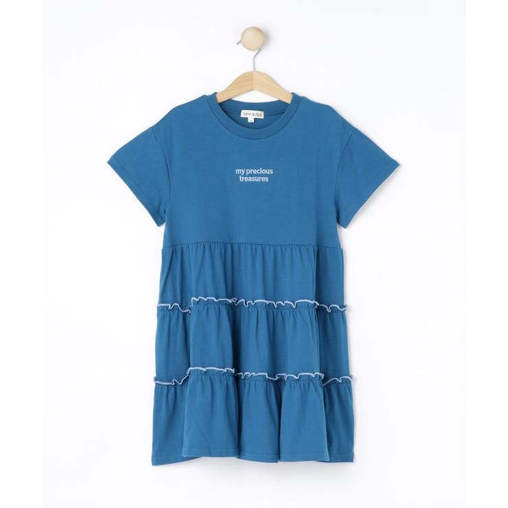 ブルー(093) | 【100-150cm】配色メローティアードワンピース | SHOO・LA・RUE
