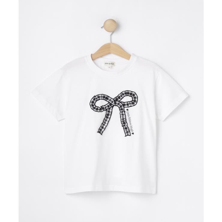 ホワイト(001) | 【100-150cm】ギンガムリボンTシャツ | SHOO・LA・RUE
