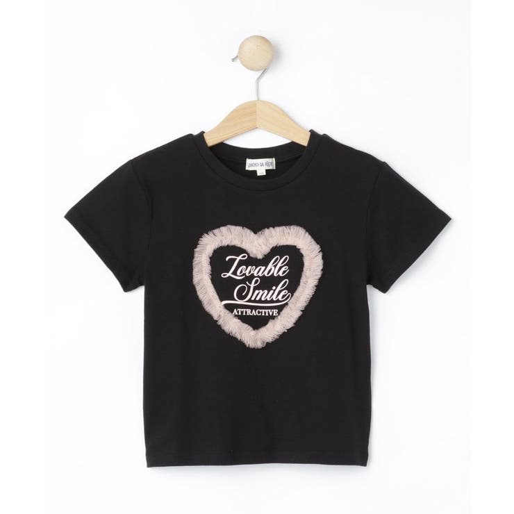 ブラック(019) | 【100-150cm】ハートチュールＴシャツ | SHOO・LA・RUE