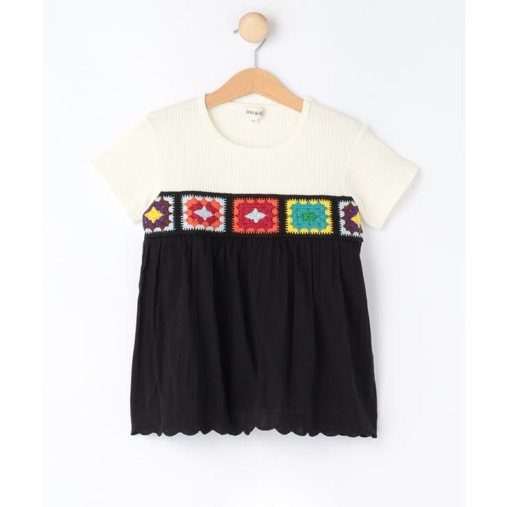 【100-150cm】クロシェ編みデザインTシャツ | SHOO・LA・RUE | 詳細画像1 