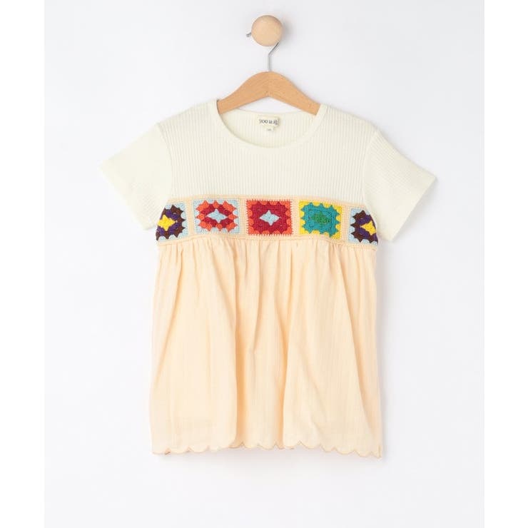 オフホワイト(003) | 【100-150cm】クロシェ編みデザインTシャツ | SHOO・LA・RUE