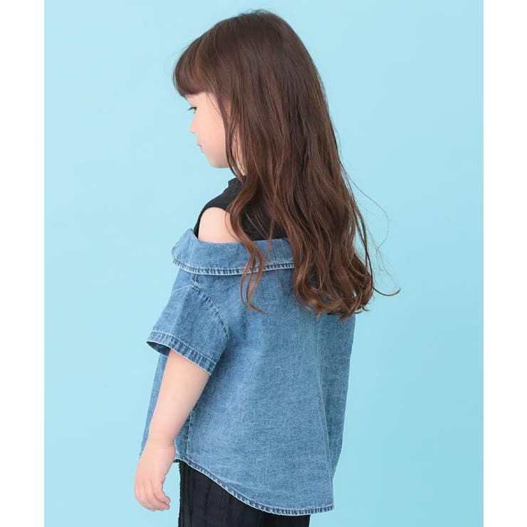 【120-150cm】肩あきデニムドッキングシャツ | SHOO・LA・RUE | 詳細画像13 