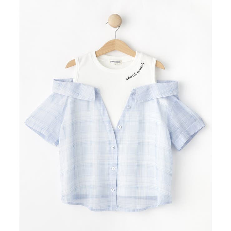 サックスブルー(290) | 【110-140cm】チェックシャツデザイントップス | SHOO・LA・RUE