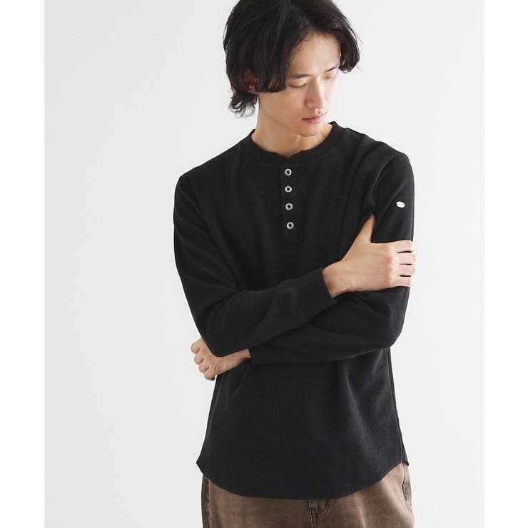 ブラック(019) | ワッフル＆スムースプレートヘンリーカットソー | tk.TAKEO KIKUCHI