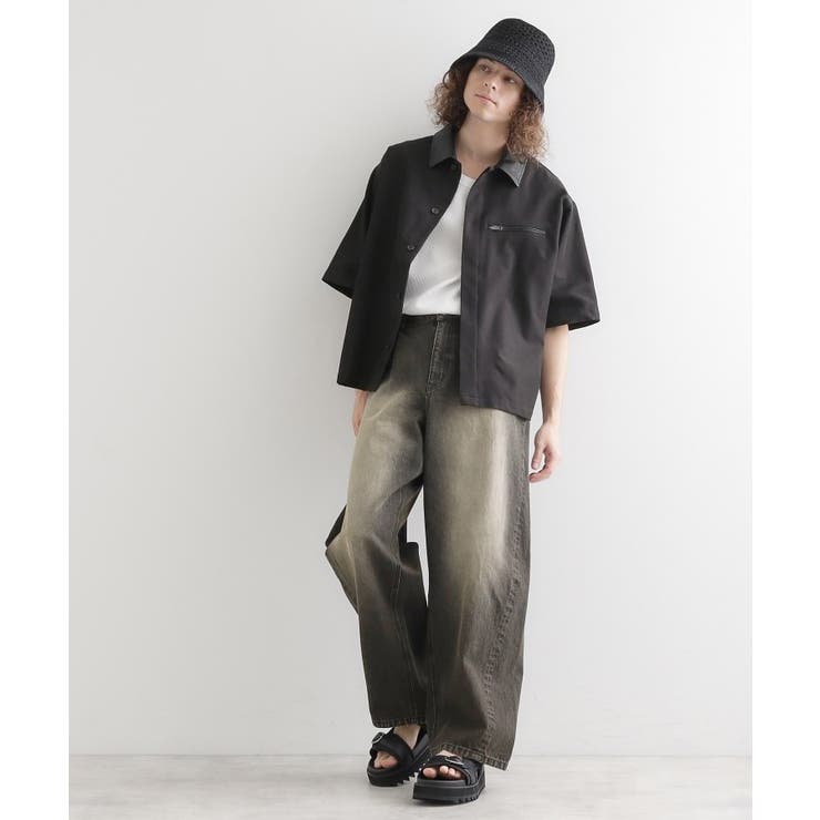 衿配色ワーカーシャツアウター | tk.TAKEO KIKUCHI | 詳細画像4 