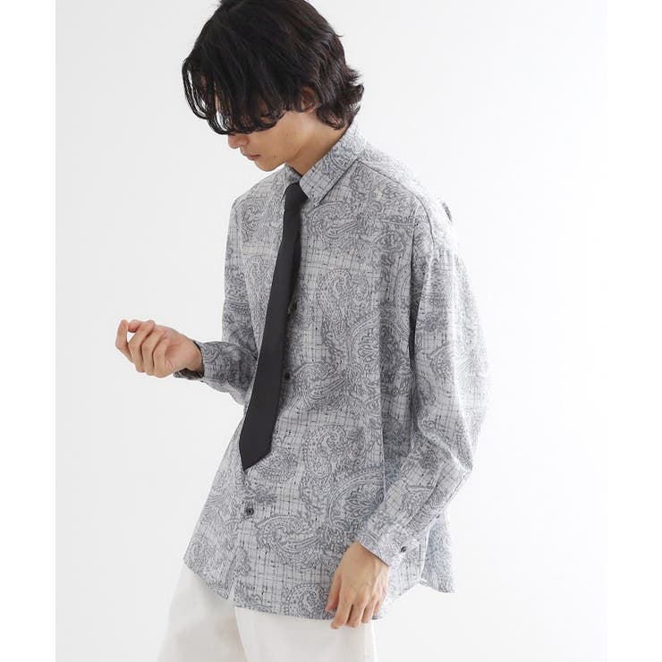 ライトグレー(411) | 【ネクタイ付】チェックオンペイズリージャカードシャツ | tk.TAKEO KIKUCHI