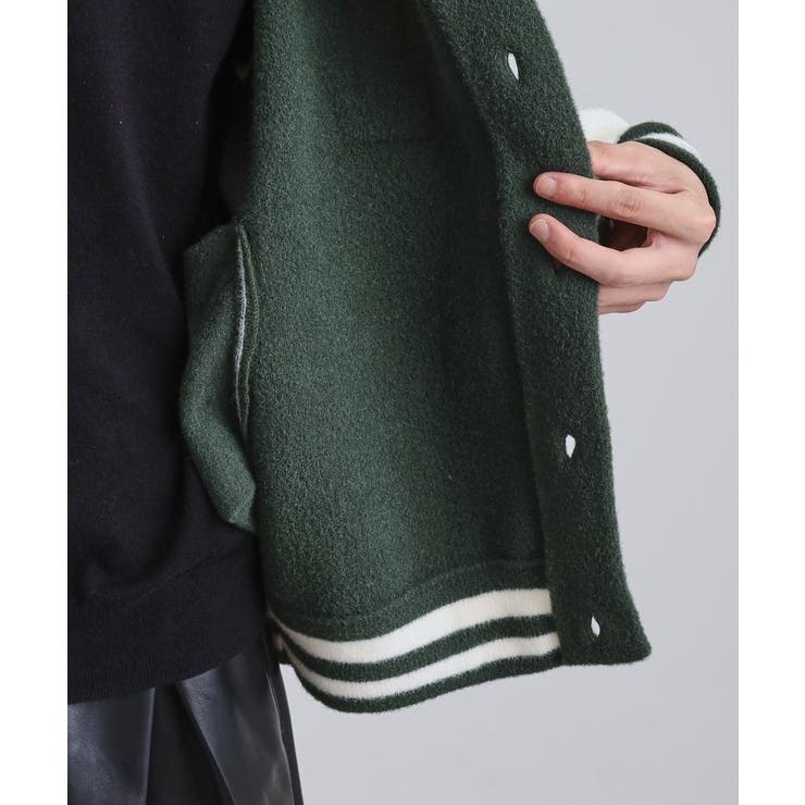 ダブルジャカードニットスタジャン[品番：WRDW0227576]｜tk.TAKEO