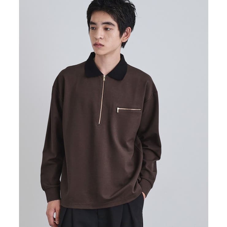 ブラウン(044) | ポロ衿ハーフジップ | tk.TAKEO KIKUCHI