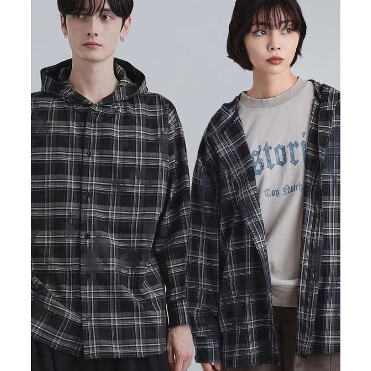 ブラック(219) | ヴィンテージフードチェックシャツ | tk.TAKEO KIKUCHI