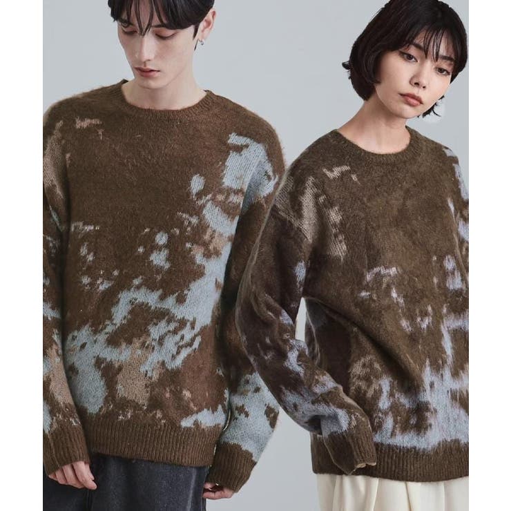 ブラウン(044) | ルーズシルエットアブストラクトシャギーニットプルオーバー | tk.TAKEO KIKUCHI