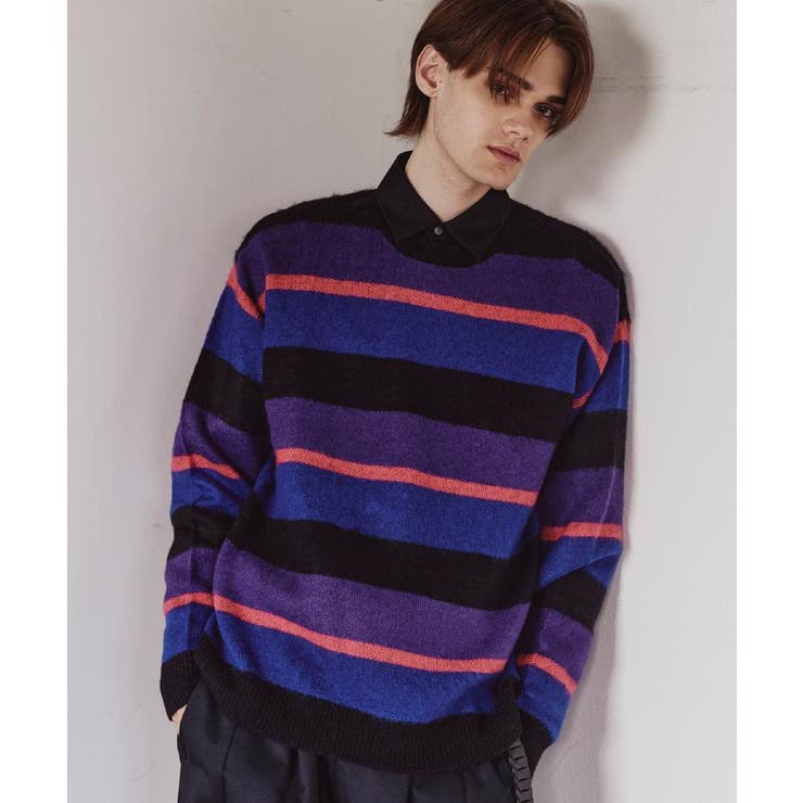 ブラック(319) | 90sシャギーボーダークルーネックニット | tk.TAKEO KIKUCHI