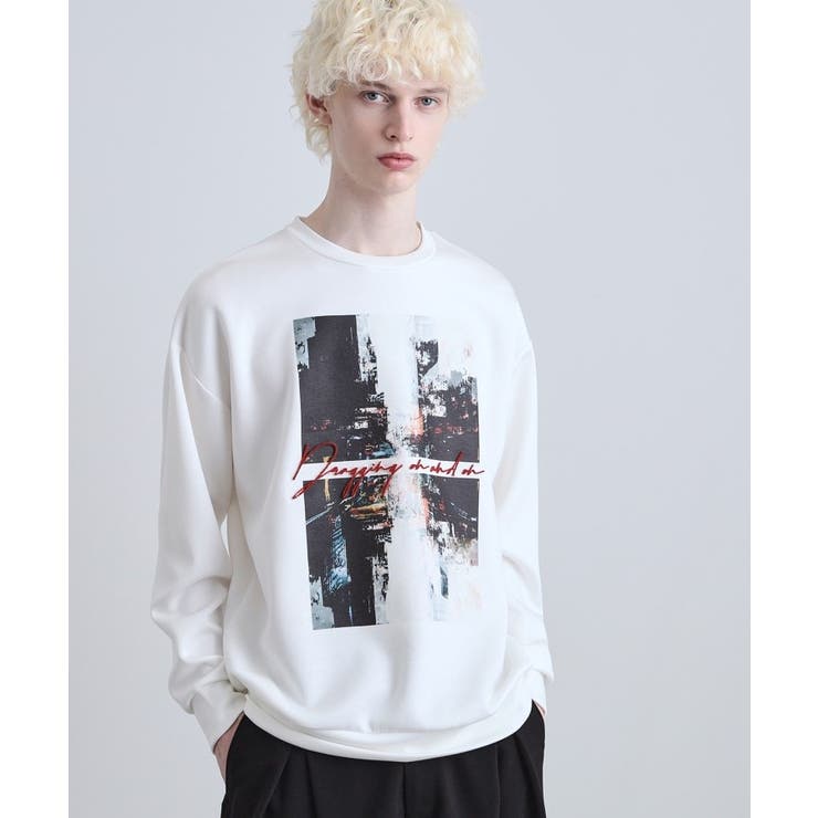 ホワイト(001) | アーバングラフィックブラシ刺繍長袖Tシャツ | tk.TAKEO KIKUCHI