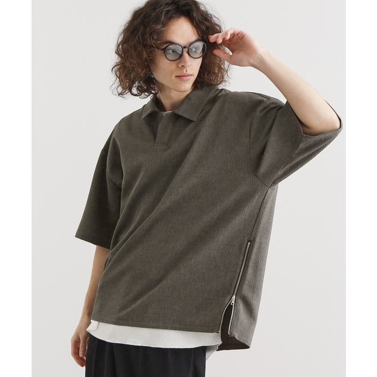 チャコールグレー(014) | 【セットアップ対応】テッククレープスキッパーシャツ | tk.TAKEO KIKUCHI