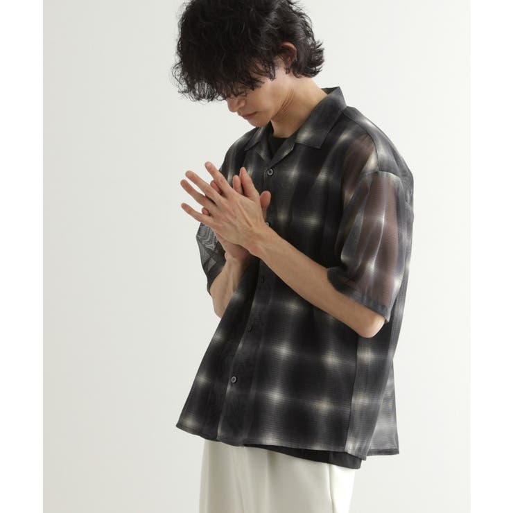 ブラック(219) | メッシュオンブレーチェックシャツ | tk.TAKEO KIKUCHI