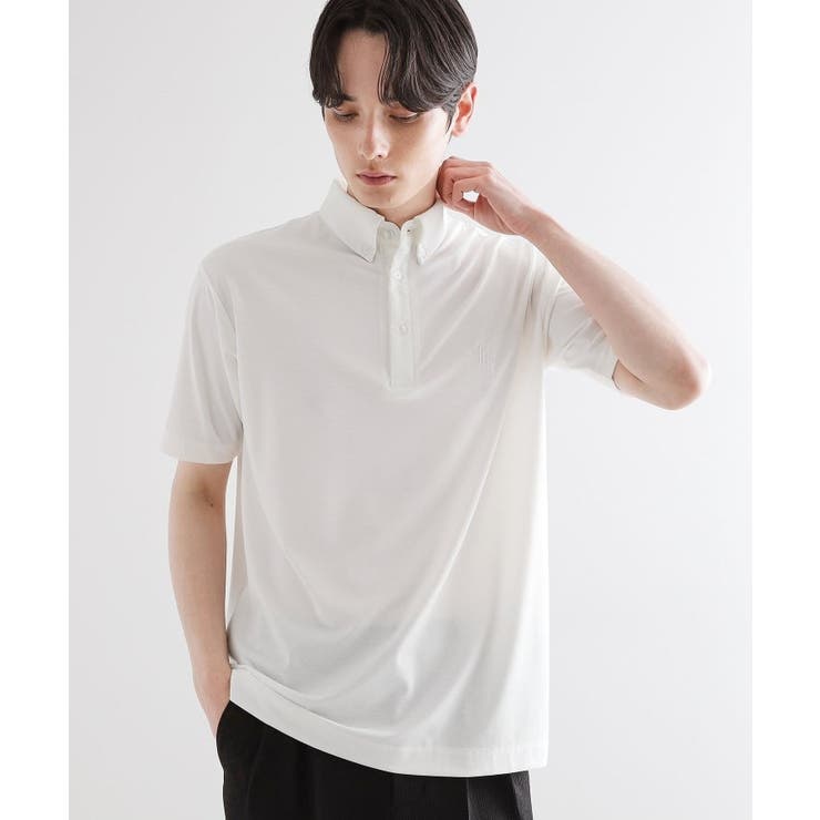 ホワイト(001) | 【マシンウォッシャブル】ハイゲージジャージストレッチポロシャツ | tk.TAKEO KIKUCHI