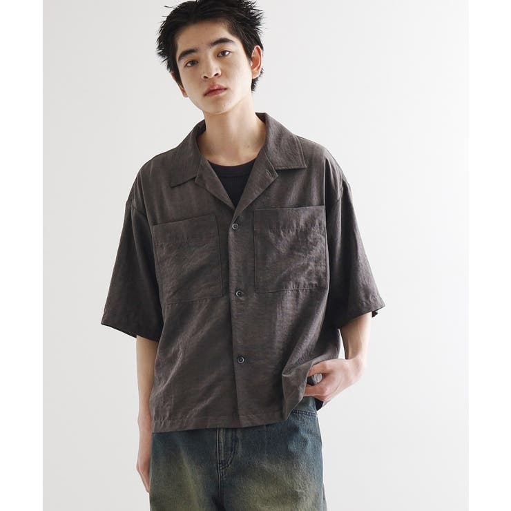 チャコールグレー(014) | ヴィンテージライククロップドシャツ | tk.TAKEO KIKUCHI