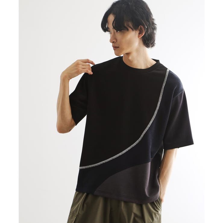 ブラック(519) | ニットドッキングカーブスイッチカットソー | tk.TAKEO KIKUCHI