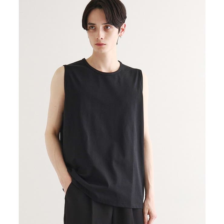 ブラック(019) | 【接触冷感／UVカット／抗菌】フレンドリークールノースリーブカットソー | tk.TAKEO KIKUCHI