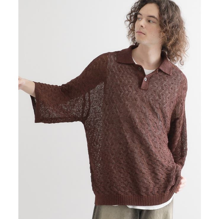 ブラウン(044) | ストローヤーンポロニット | tk.TAKEO KIKUCHI