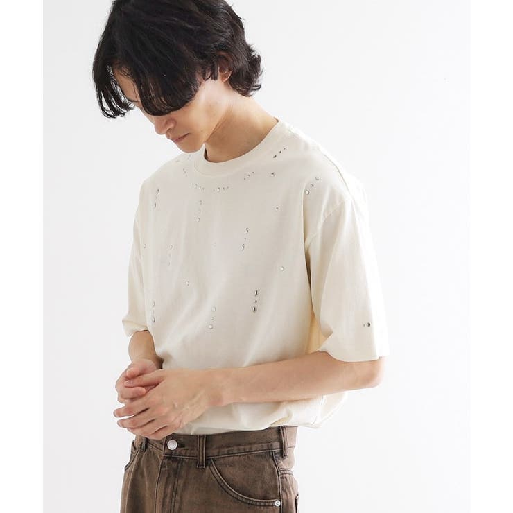 オフホワイト(003) | ヴィンテージライクスタッズTシャツ | tk.TAKEO KIKUCHI