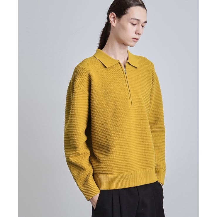 マスタード(033) | ハーフジップニットポロシャツ | tk.TAKEO KIKUCHI