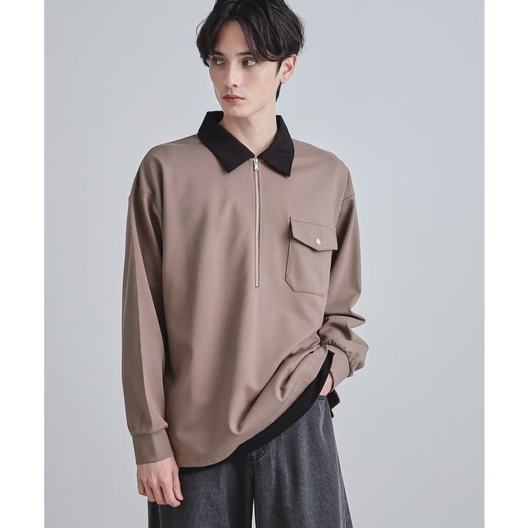 トープ(054) | ハードポンチハーフジップポロカットソー | tk.TAKEO KIKUCHI