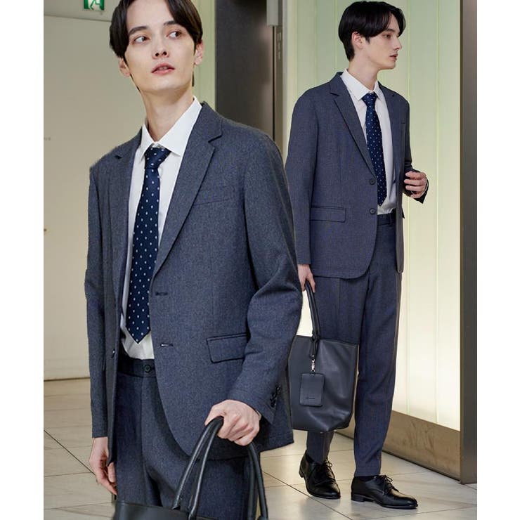 ブルー(092) | 【上下2点セット】洗えるピンヘッドストレッチセットアップ/ビジネスOK | tk.TAKEO KIKUCHI