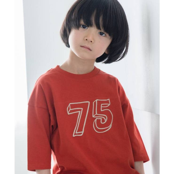 100-140】USAコットン☆七分袖刺繍Tシャツ[品番：WRDW0159835]｜THE