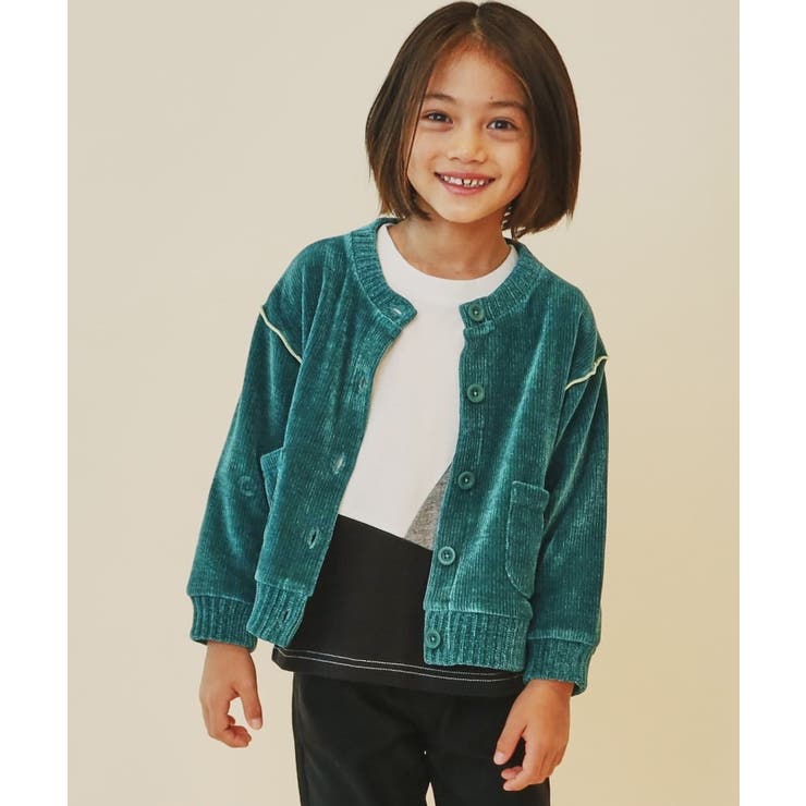 グリーン(022) | 【100-160/親子リンク】カットモールカーディガン/洗濯機OK | THE SHOP TK