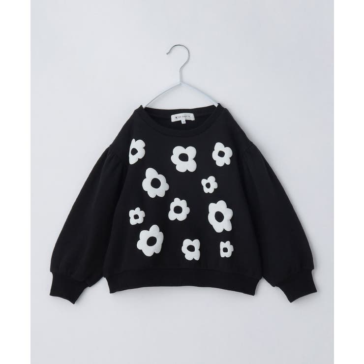 ブラック(119) | 【100－130/裏起毛】フラワー＆ラメロゴプルオーバー | THE SHOP TK