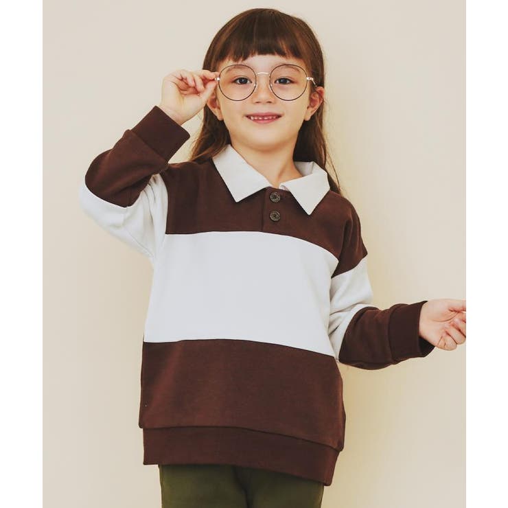 ブラウン(543) | 【110-160】バイカラーラガー裏毛プルオーバー | THE SHOP TK