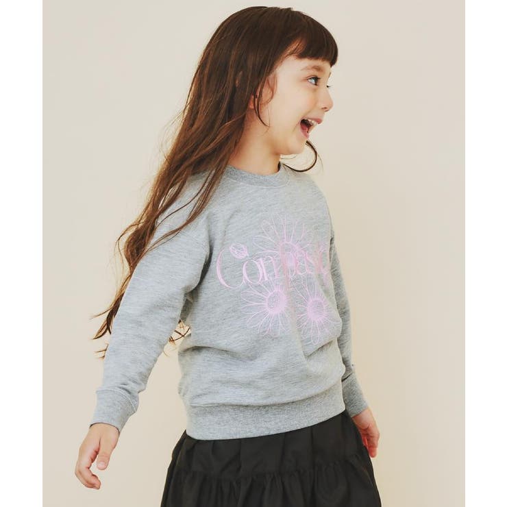 グレー(112) | 【110－160/3柄×2色】ミニ裏毛ロゴプルオーバー | THE SHOP TK