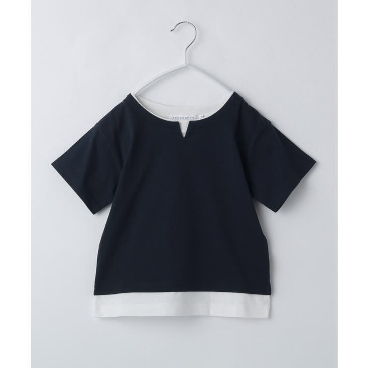 ネイビー(094) | 【110-160】キーネックレイヤード風Tシャツ/洗濯機OK | THE SHOP TK