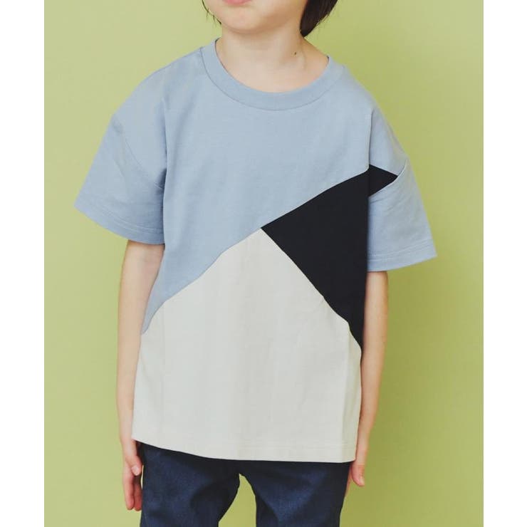 【110－160】斜め切替配色Tシャツ/洗濯機OK | THE SHOP TK | 詳細画像4 