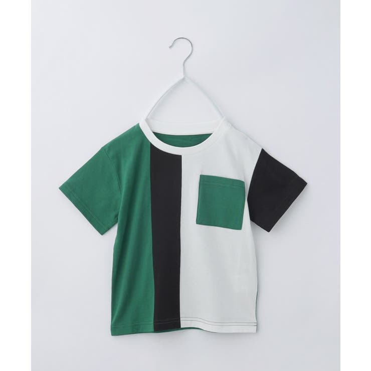 グリーン(522) | 【110-160/洗濯機OK】縦切替えポケットTシャツ | THE SHOP TK