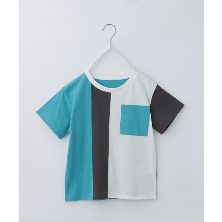 ブルーグリーン(597) | 【110-160/洗濯機OK】縦切替えポケットTシャツ | THE SHOP TK