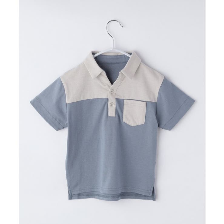 ブルー(591) | 【110－150】切り替えポロシャツ/洗濯機OK | THE SHOP TK