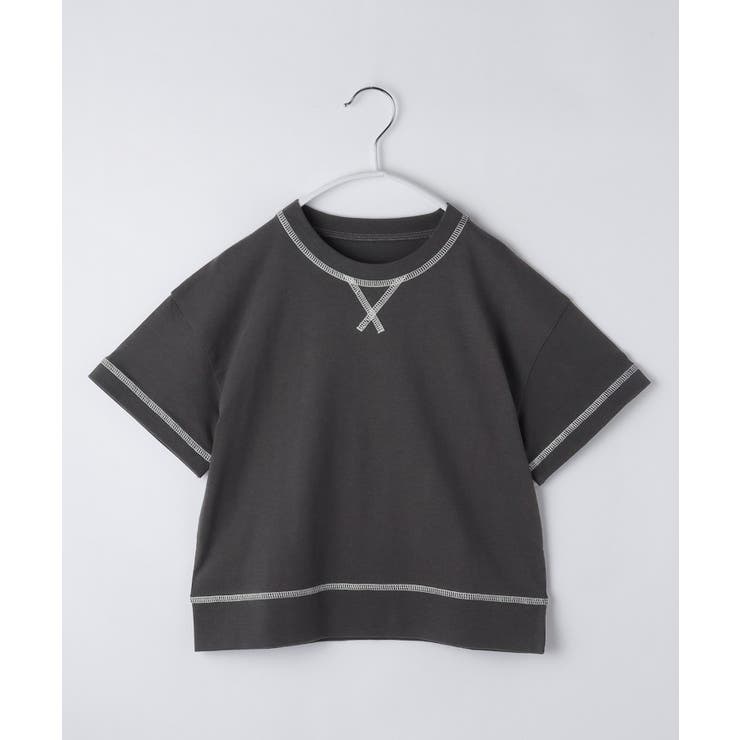 スミクロ(018) | 【110－160】配色ステッチガゼットTEE | THE SHOP TK