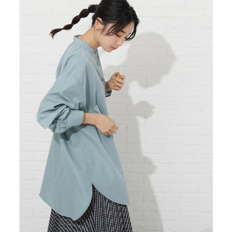 バンドカラーチュニックシャツワンピース[品番：WRDW0145079]｜Cutie
