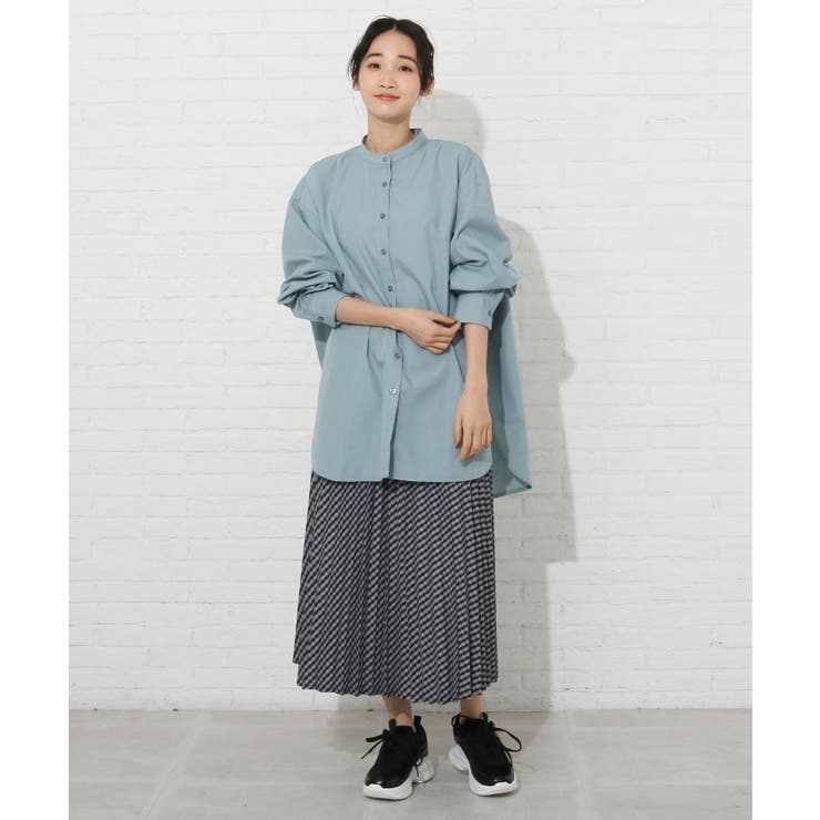 バンドカラーチュニックシャツワンピース[品番：WRDW0145079]｜Cutie