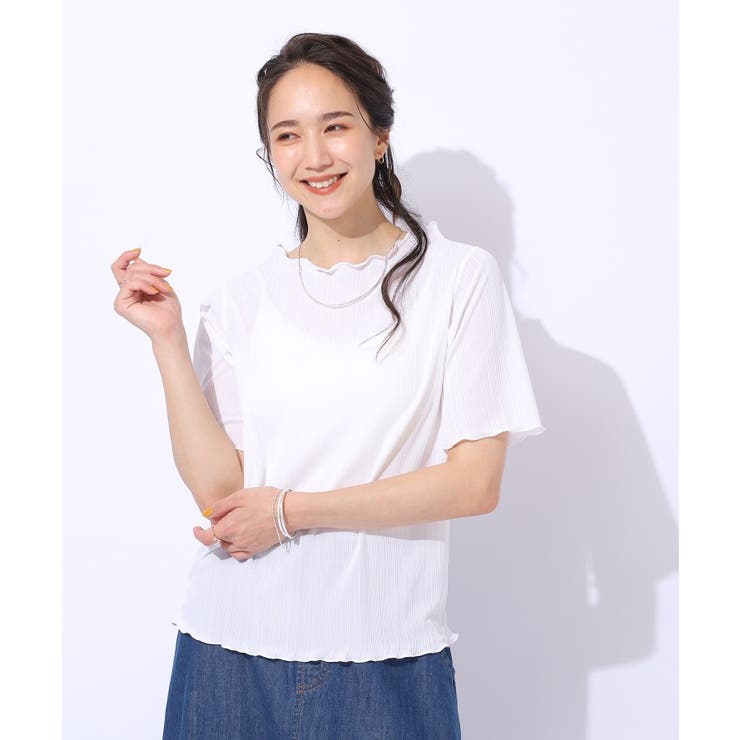 【洗える】スマートに女性らしさが光る ランダムリブトップス | Cutie Blonde | 詳細画像1 