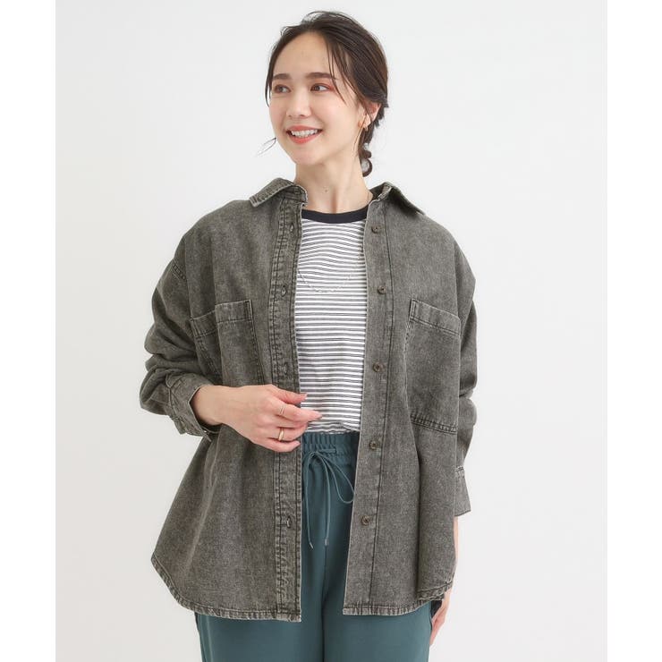 【S-LL】こなれ感をプラスする BIGポケットデニムシャツ | Cutie Blonde | 詳細画像1 