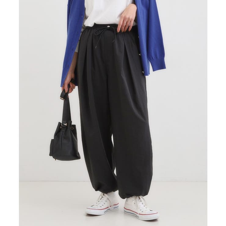 ブラック(019) | 【2WAY/S-LL】シルエット変化を楽しめる ドロスト ワイドカーブパンツ | Cutie Blonde