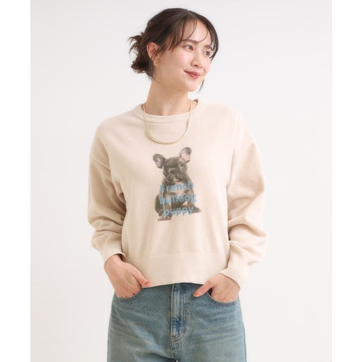 【S-LL】アニマルプリントが目を惹く 柔らかモールニット | Cutie Blonde | 詳細画像5 